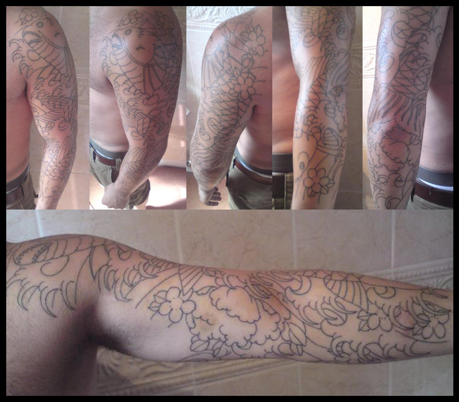 koi carp tattoo Koi Sleeve 1st Session Posted by JR at 1216 AM