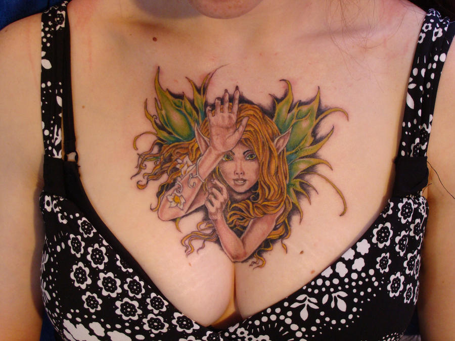 chest fairy - chest tattoo