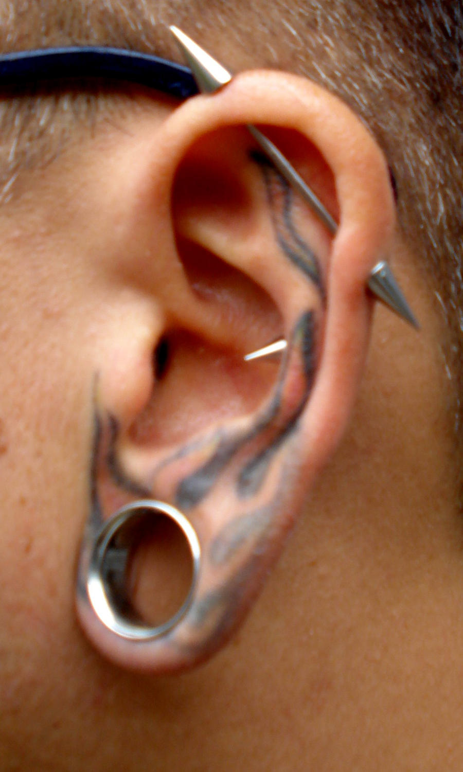 My Left Ear Tattoo n Piercings