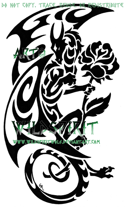 Rose Tattoo Designs on Dragon And Rose Tattoo By  Wildspiritwolf On Deviantart