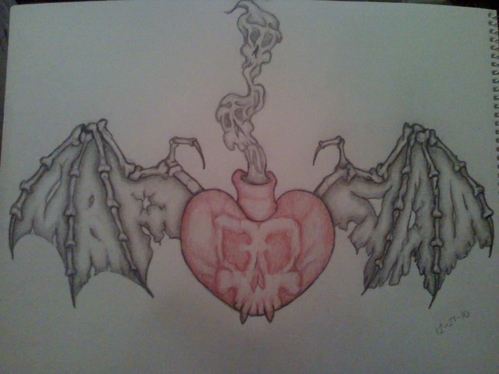 psycobilly heart chest piece - chest tattoo