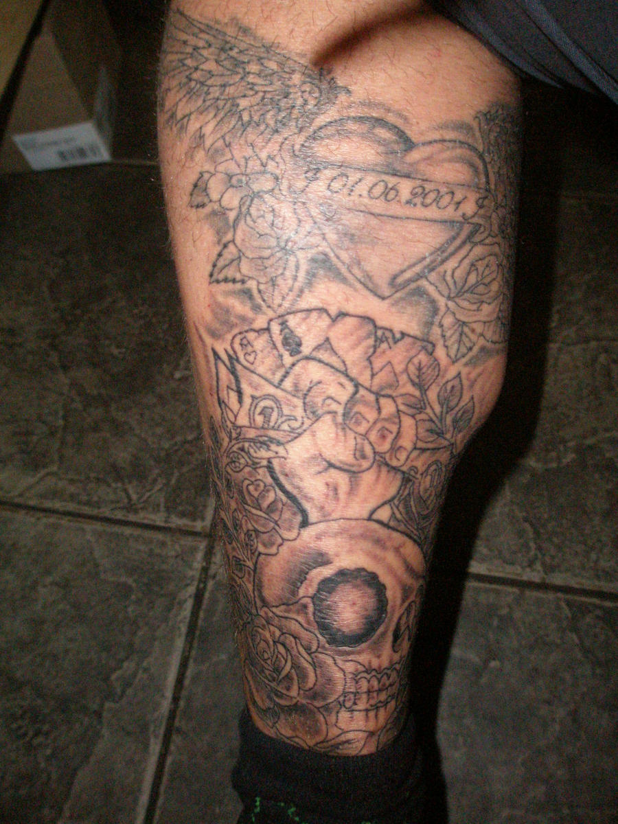 leg tattoo by ~finchmiester on