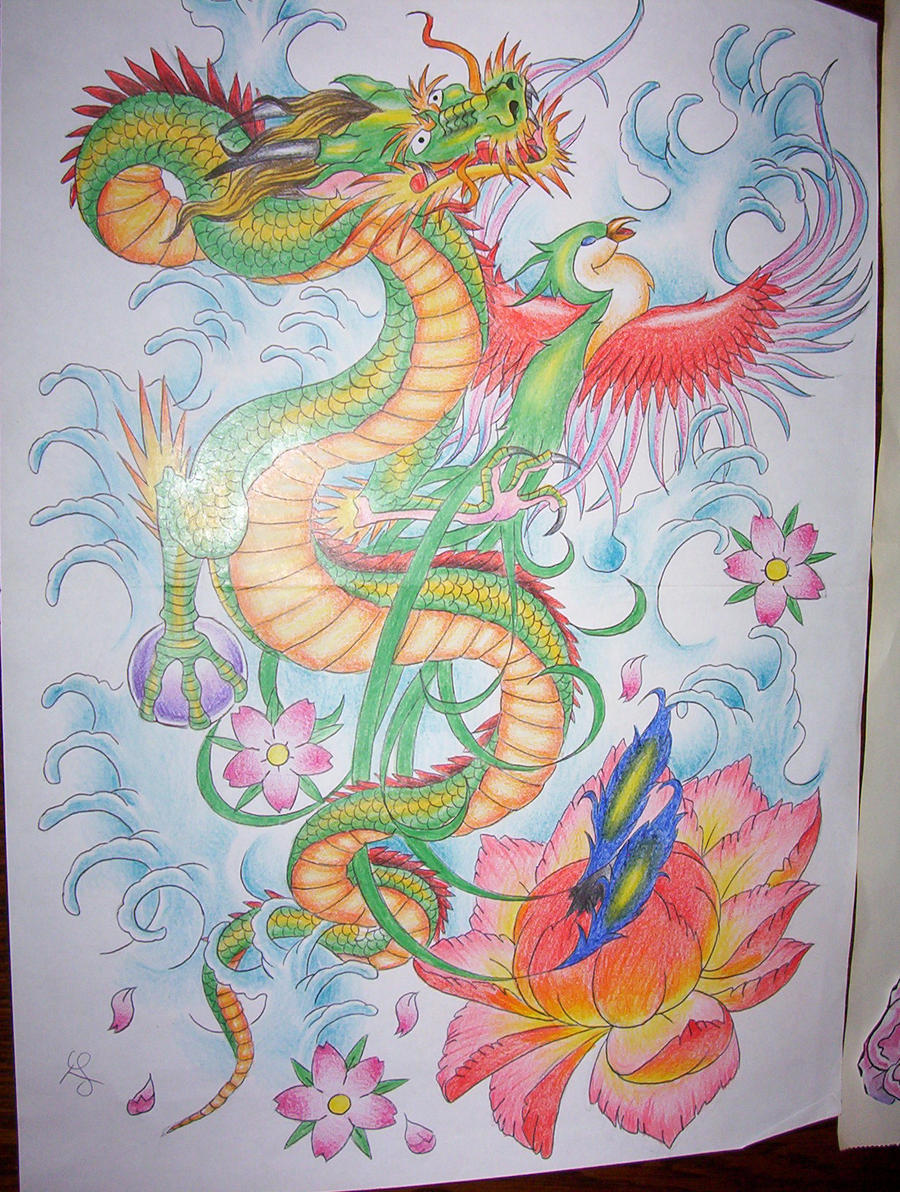 dragon phoenix tattoo design