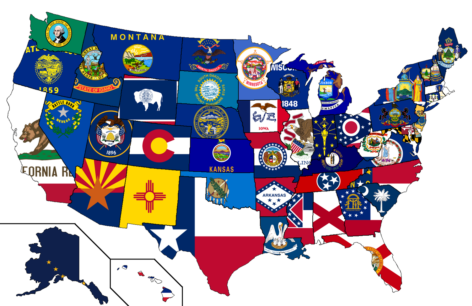 Colours of the US state's flags blended into one colour [1513x983] r