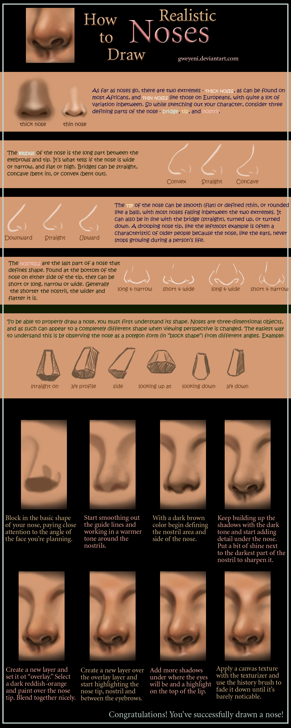 Как рисовать нос