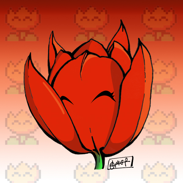 Illustration : la fleur de feu (Super Mario World)