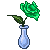 Dusty Green Rose in teardrop crystal vase dewless